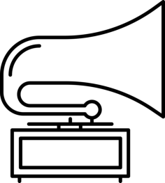 Old Gramophone Stencil Svg Design File, Free Vectors File